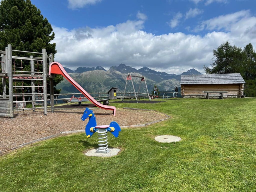 A cozy playground, nestled amongst the Swiss Alps near St. Moritz.