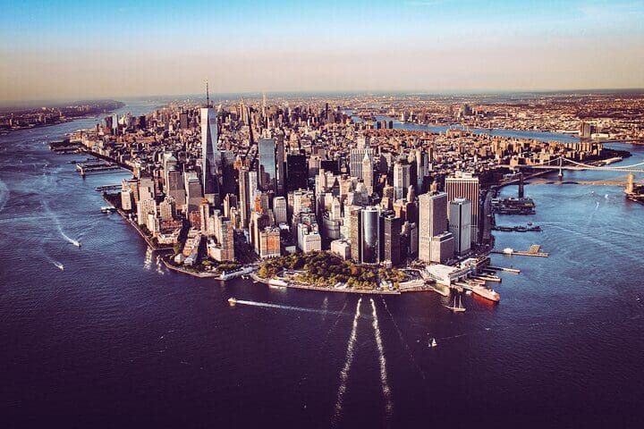 An aerial view of Manhattan. 