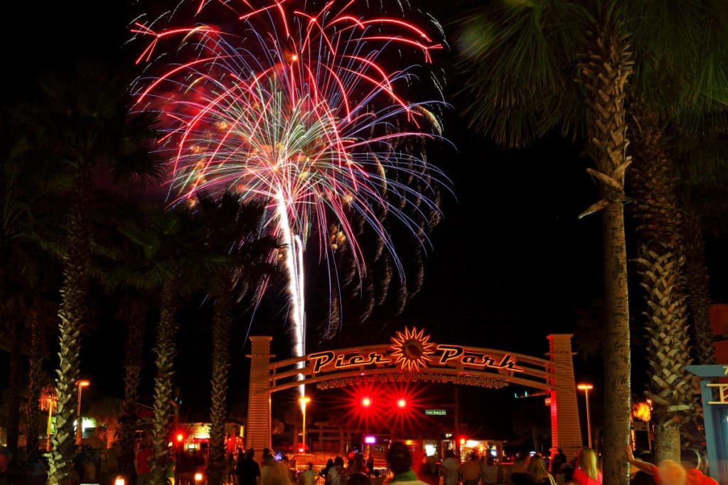 Fireworks over Pier Park in Panama City Beach for the New Year.