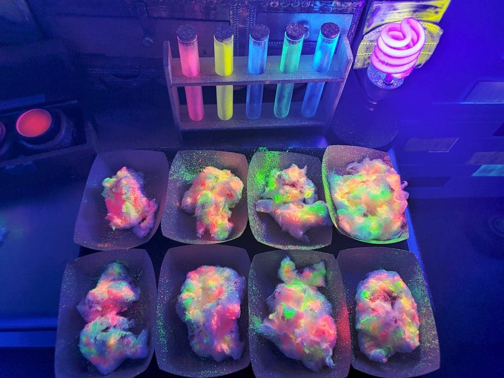 Glow in the dark ice cream at The Inventing Room, one of the best dessert spots in Denver with kids.
