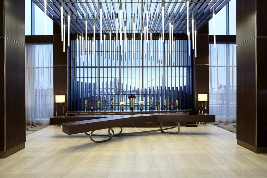 Inside the lovely lobby of JW Marriott Minneapolis Mall of America.