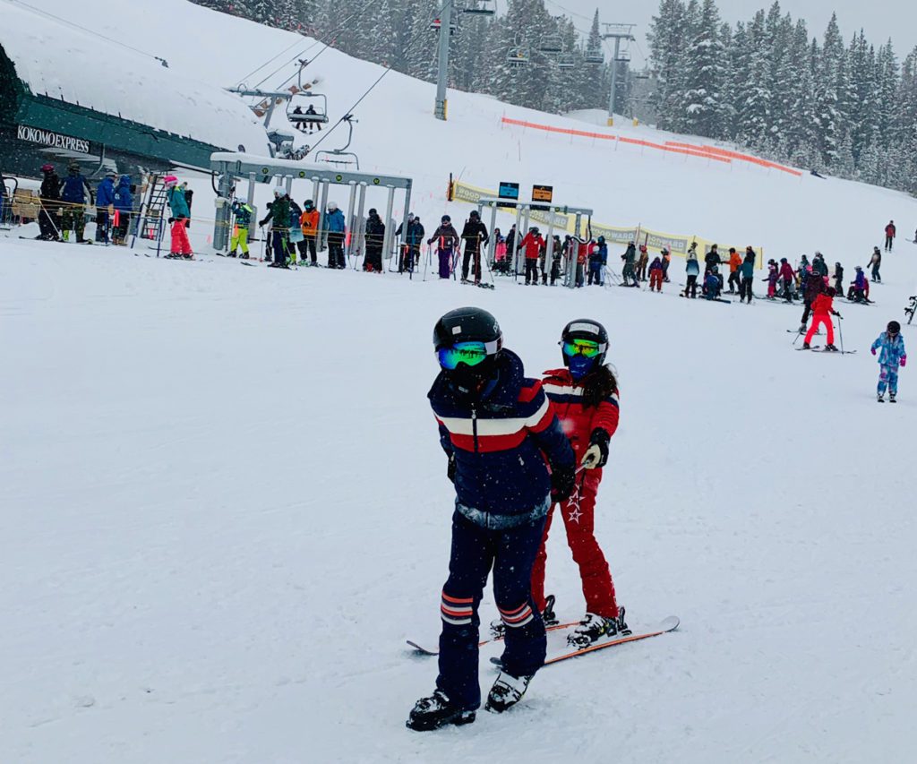 Two kids skiing on the slopes at Beaver Creek Resort in Colorado, one of the best ski resorts near Denver for families
