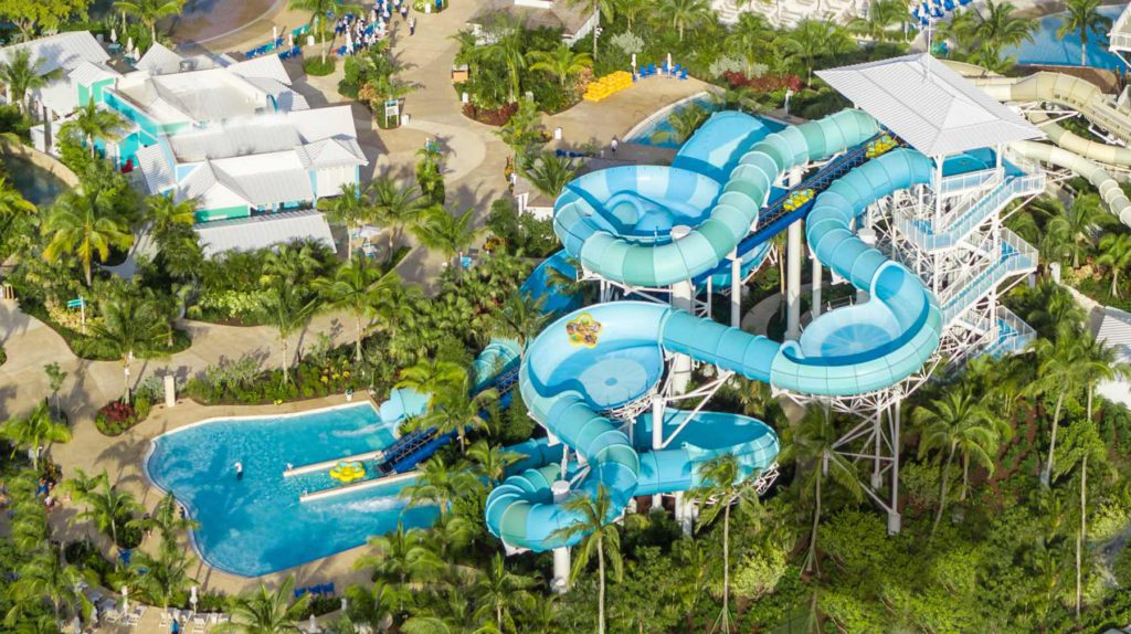 An aerial view of the Baha Bay Waterpark in Nassau, Bahamas.