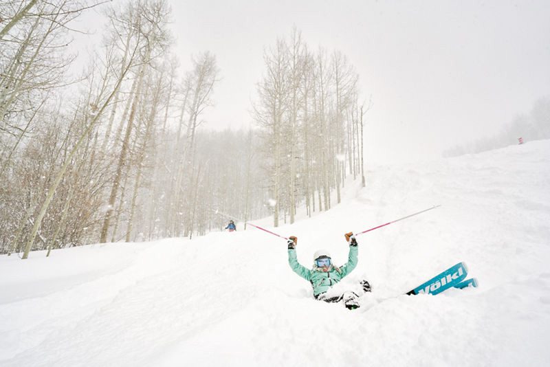 A child skiing on the slopes of Vail Ski Resort, one of the best ski resorts near Denver for families
