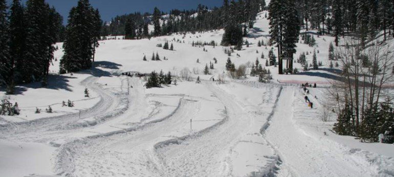 The groomed snow tubing trails at Adventure Mountain Lake Tahoe