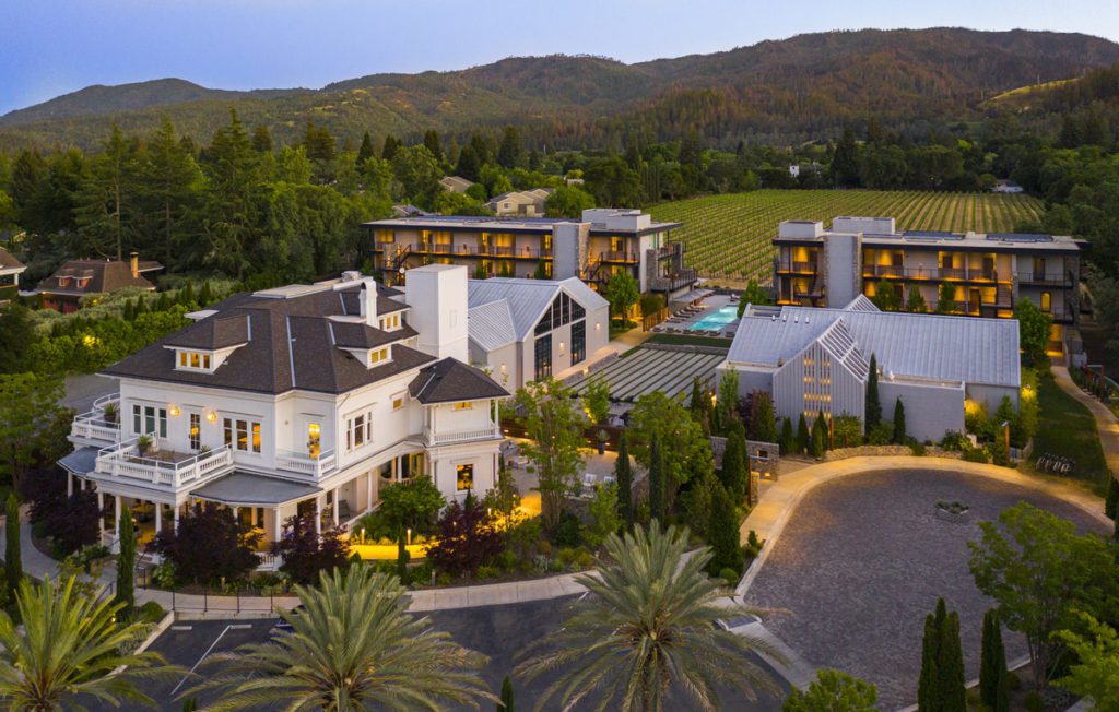 An outdoor view of the Alila Napa Valley, one of the best hotels In Napa Valley for a romantic getaway or girls' weekend.