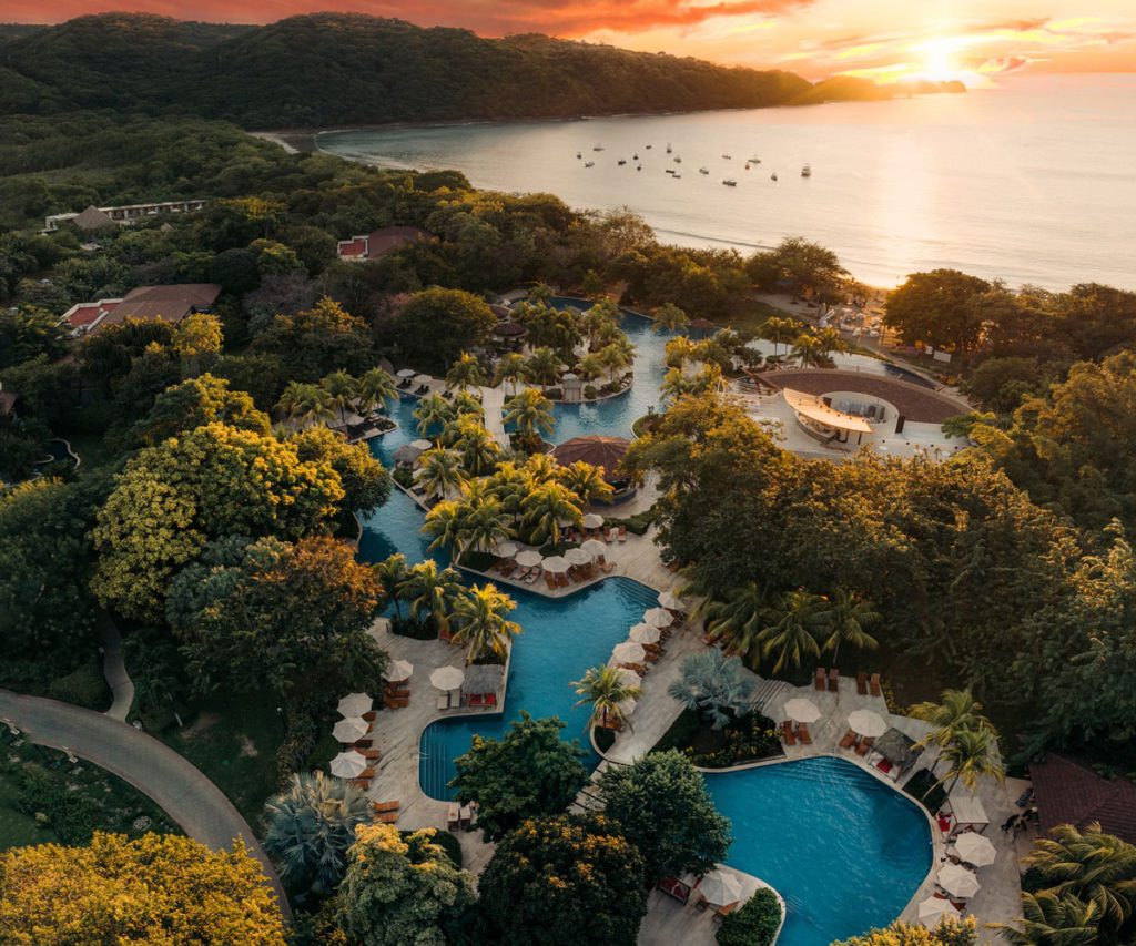 An aerial view of the pool at Dreams Las Mareas Resort in Costa Rica