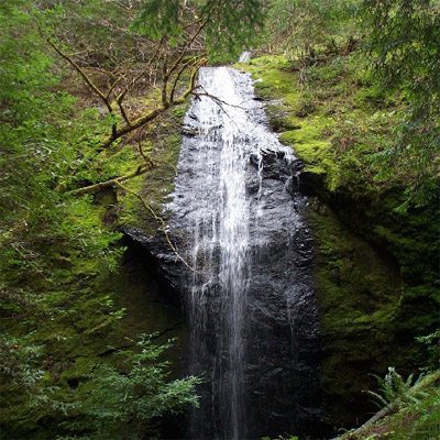 A waterfall in Jackson Forest in Mendocino, California.