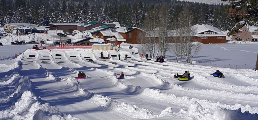 The groomed snow tubing trails at TubeTahoe