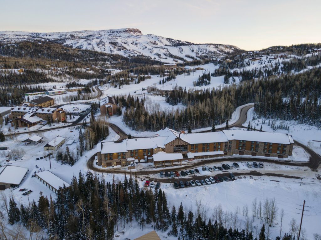 An aerial view of Brian Head Ski Resort in Utah.