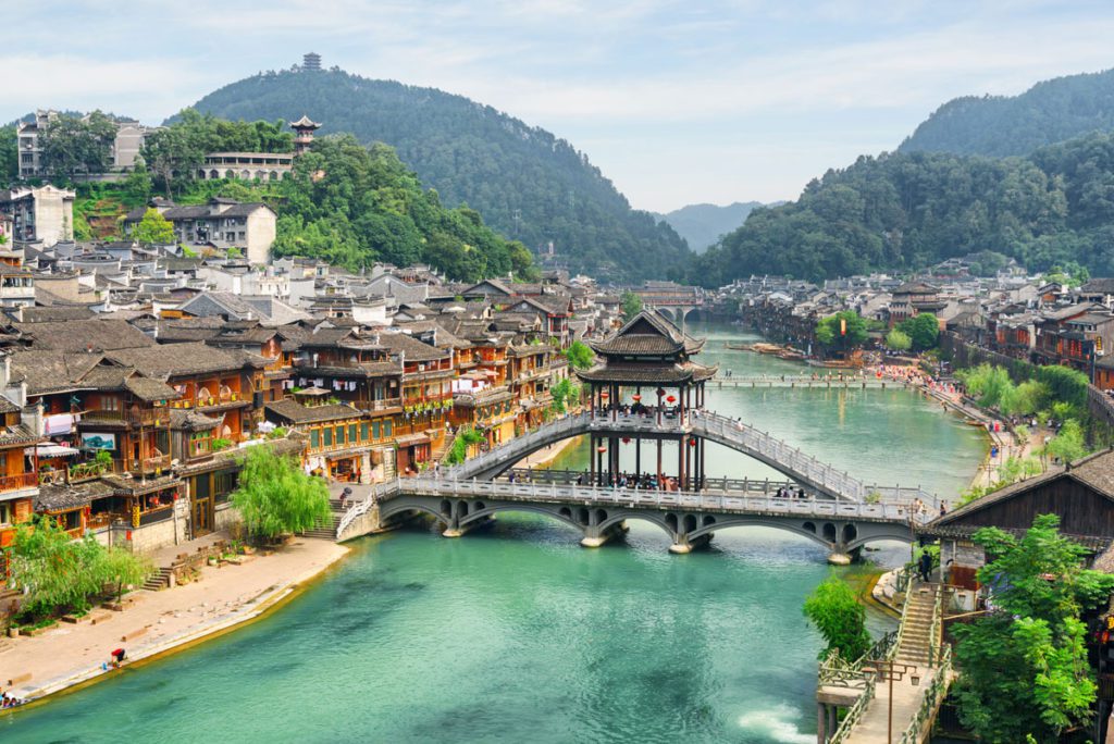 An aerial view of Fenghuang, one of the best places to visit in China with kids.