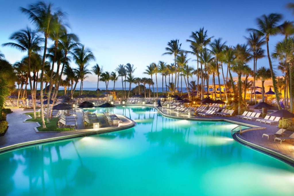 The outdoor pool at the Fort Lauderdale Marriott Harbor Beach Resort and Spa.