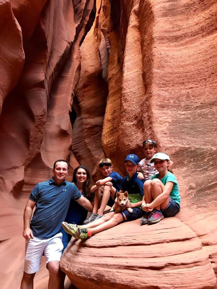 A family posing in Antelope Canyon near Page, Arizona.