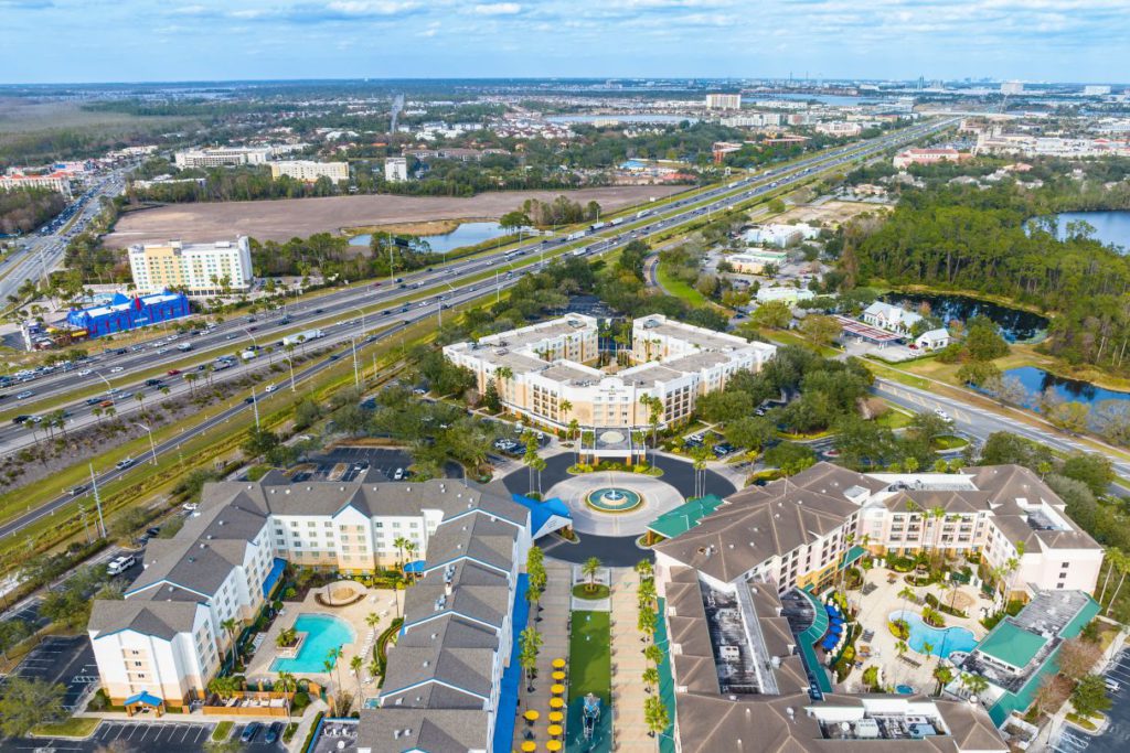 An aerial view of the property at the Renaissance Orlando at SeaWorld