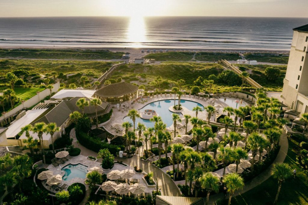 An aerial view of the Ritz-Carlton, Amelia Island, one of the best Marriott hotels in Florida for families. 